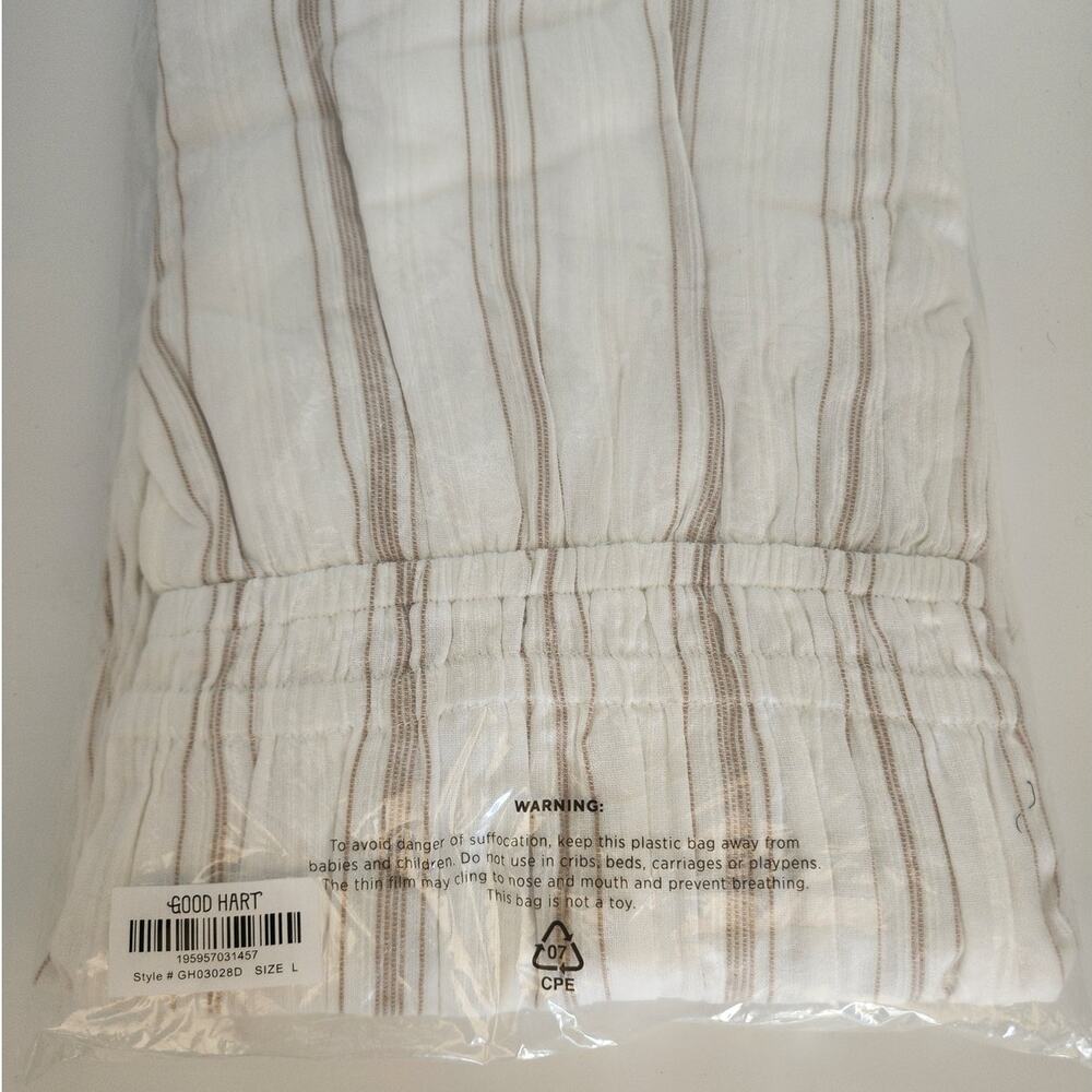 Matilda Jane Womens L Good Hart DeSoto White Sleeveless Striped Smocked Dress - Picture 5 of 6